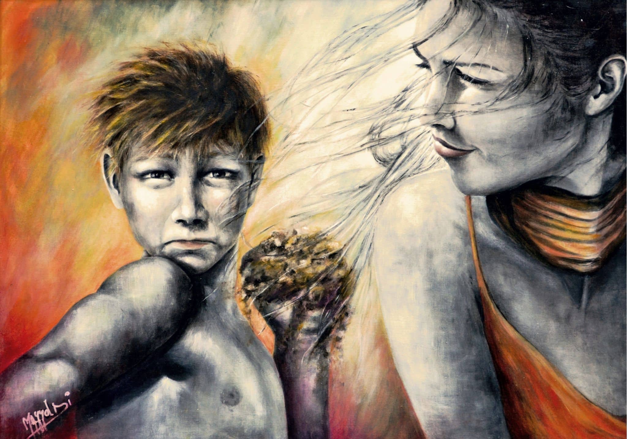 Complicità — Aurora Mazzoldi, acrilico su pannello telato — 70x50 cm