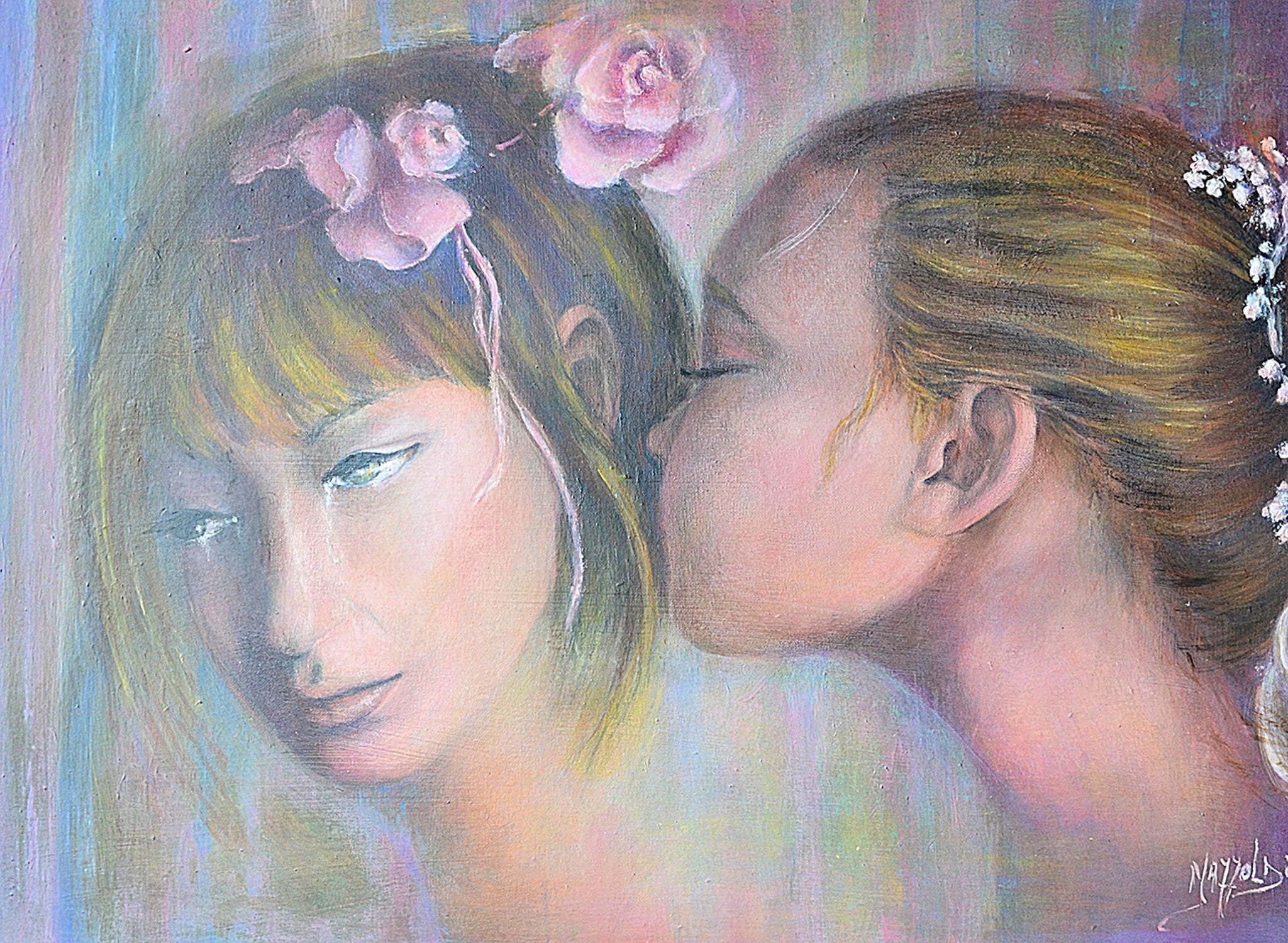 Confidenze — Aurora Mazzoldi, acrilico su pannello telato — 70x50 cm