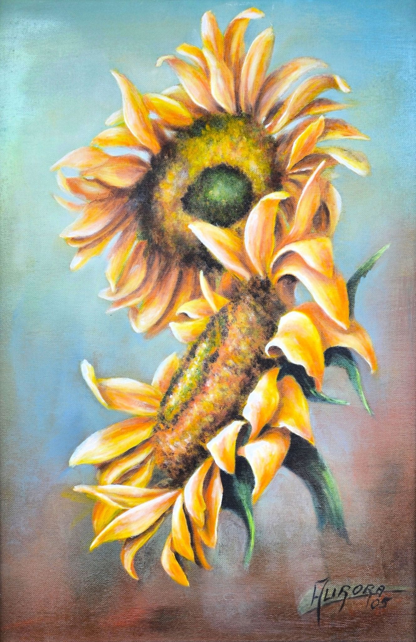Girasoli — Aurora Mazzoldi, acrilico su pannello telato — 30x45 cm