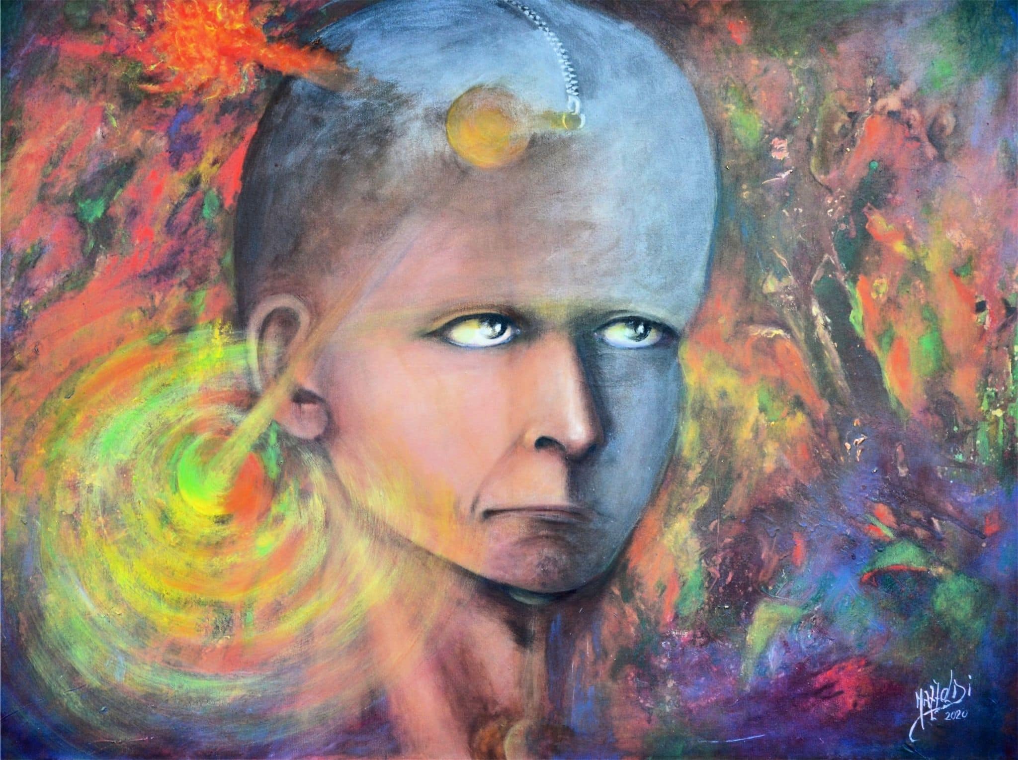 Il Meccanismo — Aurora Mazzoldi, acrilico su pannello telato — 70x50 cm