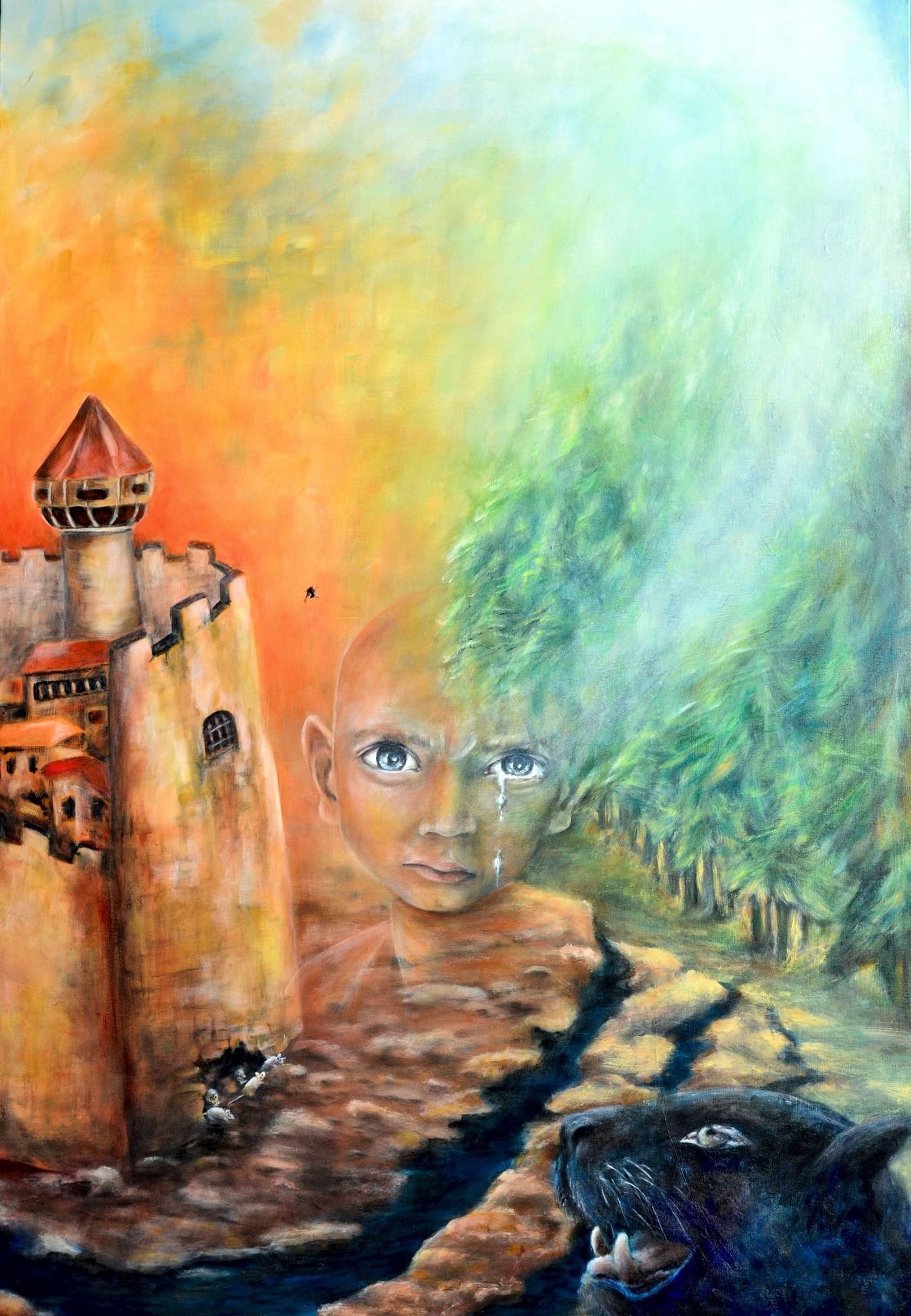 In Cammino — Aurora Mazzoldi, acrilico su tela — 90x135 cm