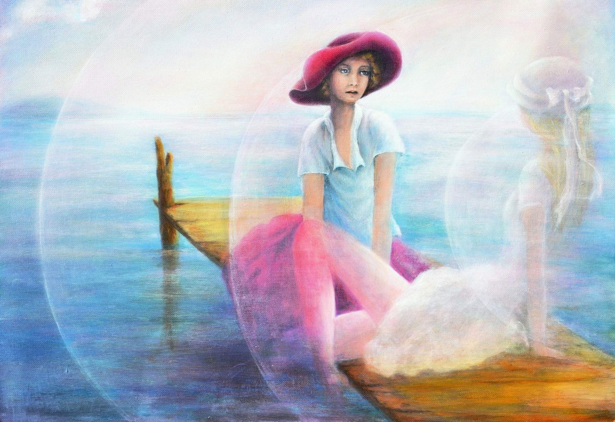 L’Ascolto — Aurora Mazzoldi, acrilico su pannello telato — 80x60 cm